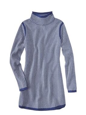 Title Nine Wool Blend Barra Tunic Sz Large Blue Herringbone Granola Girl Gorp